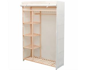 Wardrobe Fabric and Pinewood Clothes Storage Organiser Chest Cabinet