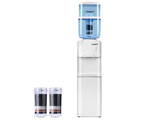 Water Cooler Dispenser Chiller Freestanding 22L Bottle Stand Ceramic Tap Water Filter Purifier 6-Stage Filtration Hot Cold Dual Taps Office Household White