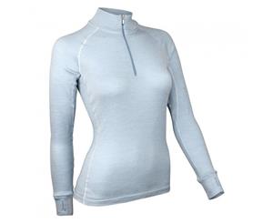 Wilderness Wear Women's Merino Fusion 190 Long Sleeve Zip Neck - Light Blue