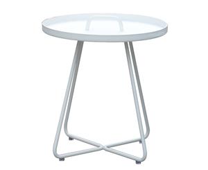 Willow Outdoor Aluminium Side Table In White - White - Outdoor Tables