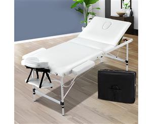 Zenses Portable Aluminium Massage Table 3 Fold Beauty Bed Therapy Waxing White