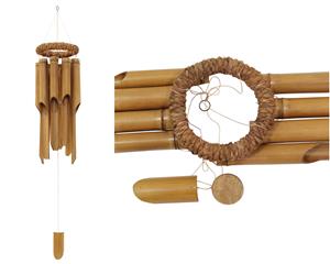 130cm Long Bamboo Wind Chime with Rope Feature Top - Natural