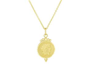14k Yellow Gold Roman Coin Pendant Necklace 18" - Yellow