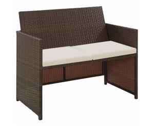 2 Seater Garden Sofa with Cushions Brown Poly Rattan Weather Resistant