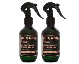 2 x Organic Choice Air Freshener & Linen Spray Limited Edition Spiced Rum Honey & Coconut 200mL