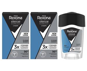 2 x Rexona Men's Clinical Protection Antiperspirant Deodorant Clean Scent 45mL