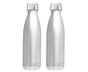 2x Avanti 750ml Water Vacuum Thermo Bottle Stainless Steel Cold Hot Drink Silver