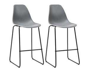 2x Bar Chairs Grey Plastic Counter Height Dining Stool Kitchen Seat