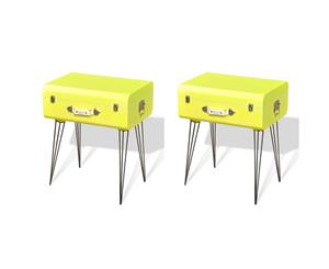 2x Bedside Cabinets 49.5x36x60cm Yellow Bedroom Nightstand Chest Table