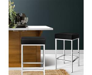 2x PU Leather Bar stool Modern Kitchen Chair Black 9076 Viera Series 4 Legs