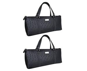 2x Sachi Insulated Wine Cooler Travel Bag Purse Tote Carrier Handbag Ostrich BLK