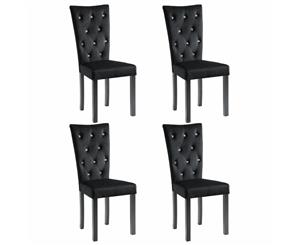 4x Dining Chairs Velvet Black Indoor Kitchen Dinner Room Office Seats