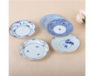 5 Pcs Ceramic 12cm Underglaze Blue Sauce Plate Dinner Set Dining Dinnerware JPN