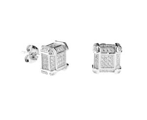 .925 Silver MICRO PAVE Earrings - PALACE 9mm - Silver