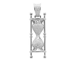 925 Sterling Silver Micro Pave Pendant - HOURGLASS - Silver