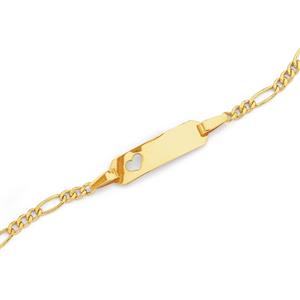 9ct Gold 16cm Childrens Heart Identity Bracelet