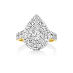 9ct Gold Diamond Pear Shape Dress Ring