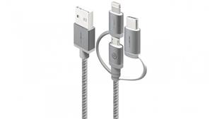 Alogic Prime 1m 3-in-1 Charge & Sync Braided Sleeved Lightning Cable - Space Grey