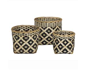 Amalfi Montclair 3Pc Bamboo Handwoven Multipurpose Basket Set Organiser Storage