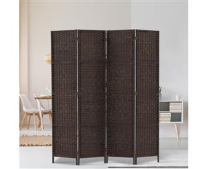 Artiss 4 Panel Room Divider Screen Privacy Rattan Dividers Stand Fold Wove Brown