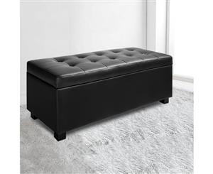 Artiss Blanket Box Storage Ottoman PU Leather Foot Stool Chest Bed Large Black