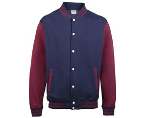Awdis Kids Unisex Varsity Jacket / Schoolwear (Oxford Navy / Burgundy) - RW191