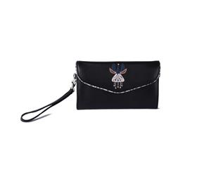 B.Sirius Women's Lulu Clutch - Logo Flower in Charcoal - Vegan Leather Clutch Purse Handbag