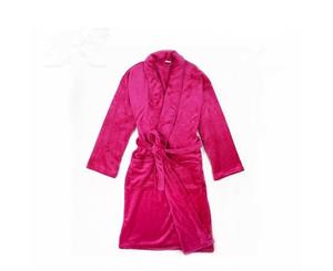 Bathrobe Dressing Gown Men's Women's Luxurious Coral Fleece Fuschia S/M