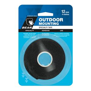 Bear 12mm x 4m Black Outdoor Mounting Tape