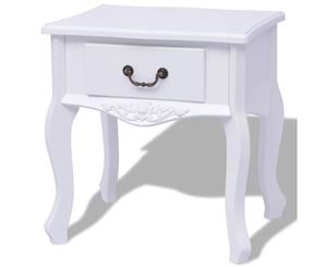 Bedside Cabinet MDF White Bedroom Nightstand with Drawer Plant Stand