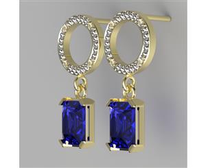 Bee - Octagonal Sapphire and Diamond Earrings
