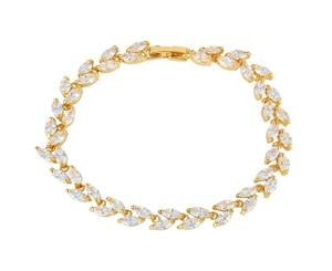 Bella Krystal - Women's Ellie Crystal Leaf Gold Bracelet
