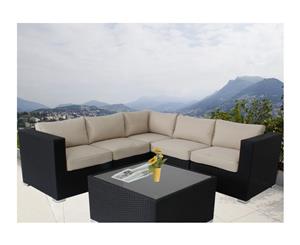 Black Ellana Outdoor Corner Lounge Suite With Coffee Cushion Cover