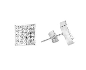 Bling Iced Out Earrings - SQUARE 10mm - Silver