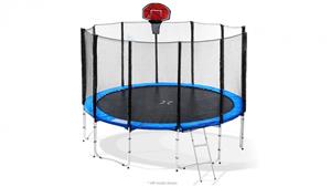 Blizzard 8ft Blue Trampoline with Basketball Set