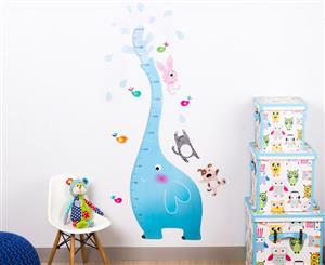 Blue Elephant Height Chart Wall Decals