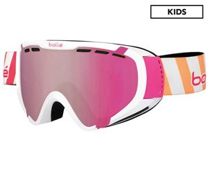 Boll Kids' Explorer Snow Goggles - Shiny White Stripes/Vermilion Gunmetal
