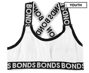 Bonds Girls' New Era Racerback Crop Top - White/Black