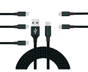 Catzon 1M 2M 3M 5Packs USB Type C Cable Nylon Braided W Phone Cable Fast Charger Cable USB Cord -Black Blue