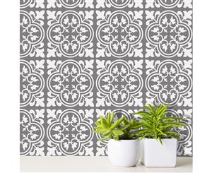 Cement Antique Floral Tulip Pattern Tiles Home Decoration Decal 24 pieces