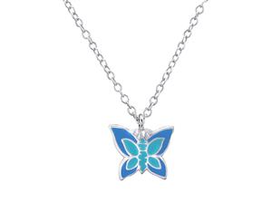 Children's Silver and Blue Butterfly Necklace
