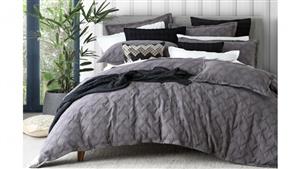 Chiswick Charcoal Quilt Cover Set - Queen