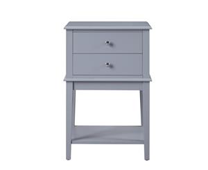 Chloe 2 Drawer Side Table Bedside Storage Cabinet Nightstand - Grey