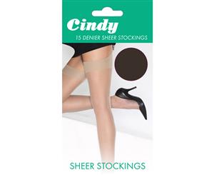 Cindy Womens/Ladies 15 Denier Sheer Stockings (1 Pair) (Barely Black) - LW110