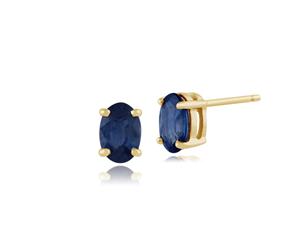Classic Oval Light Blue Sapphire Stud Earrings in 9ct Yellow Gold 6x4mm