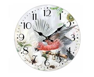 Clock French Country Vintage Wall Hanging 34cm GALAH PARROT New