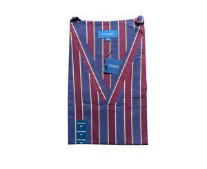 Contare V-neck Night Shirt Cotton Pyjamas Sleepwear - Burgundy/Navy Stripe