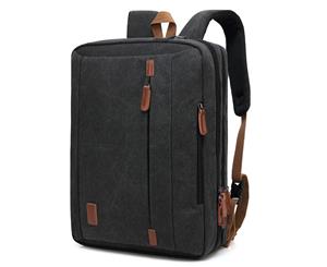 CoolBELL 17.3 Inches Convertible Laptop Messenger Bag Shoulder Bag Canvas Backpack-Canvas Black