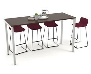 Counter Height Office Cafeteria / Bar Table White Leg [1800L x 700W] - wenge