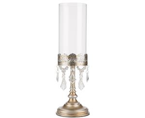 Crystal-Draped 35 cm Hurricane Candle Holder White Sophia Collection
